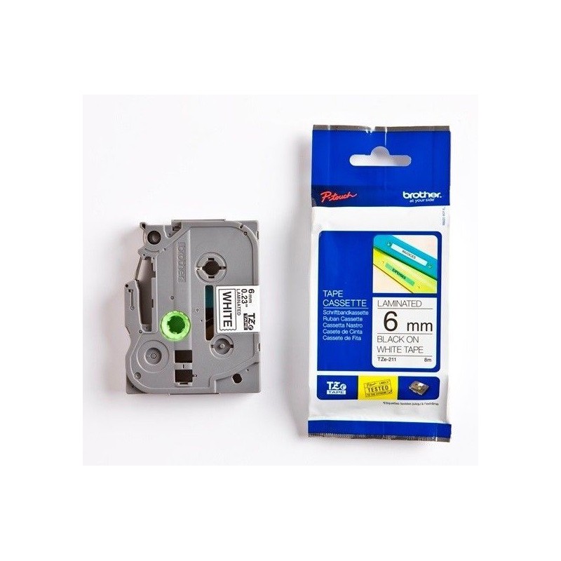 Brother TZE-211 čierna na bielom 6 mm