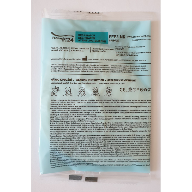 Respirátor FFP 2 CZ bavlna a netkaná textília 10 ks