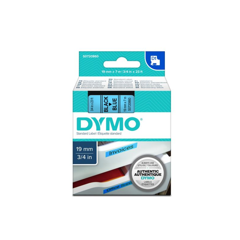 DYMO páska D1 19mm x 7m, čierna na modrej S0720860