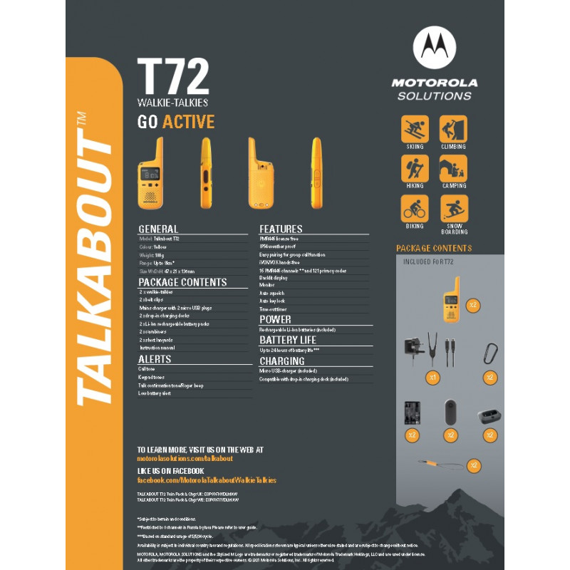 Motorola TALKABOUT T72, žltá