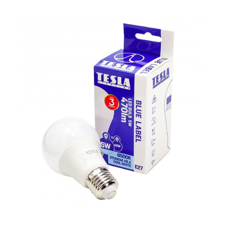 Tesla BULB, E27, 5W, studená biela