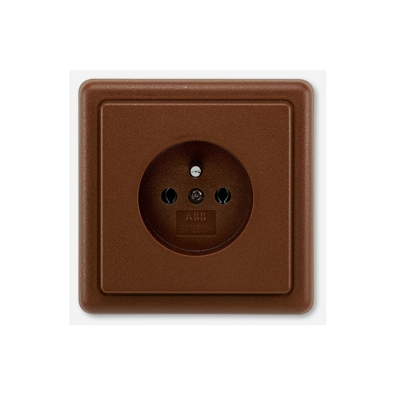 Zásuvka jednonásobná Classic s ochranným kolíkom, hnedá 5517-2389 H3
