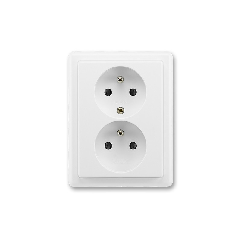 Zásuvka dvojnásobná Classic s ochrannými kolíkmi, biela 5512C-2349 B1