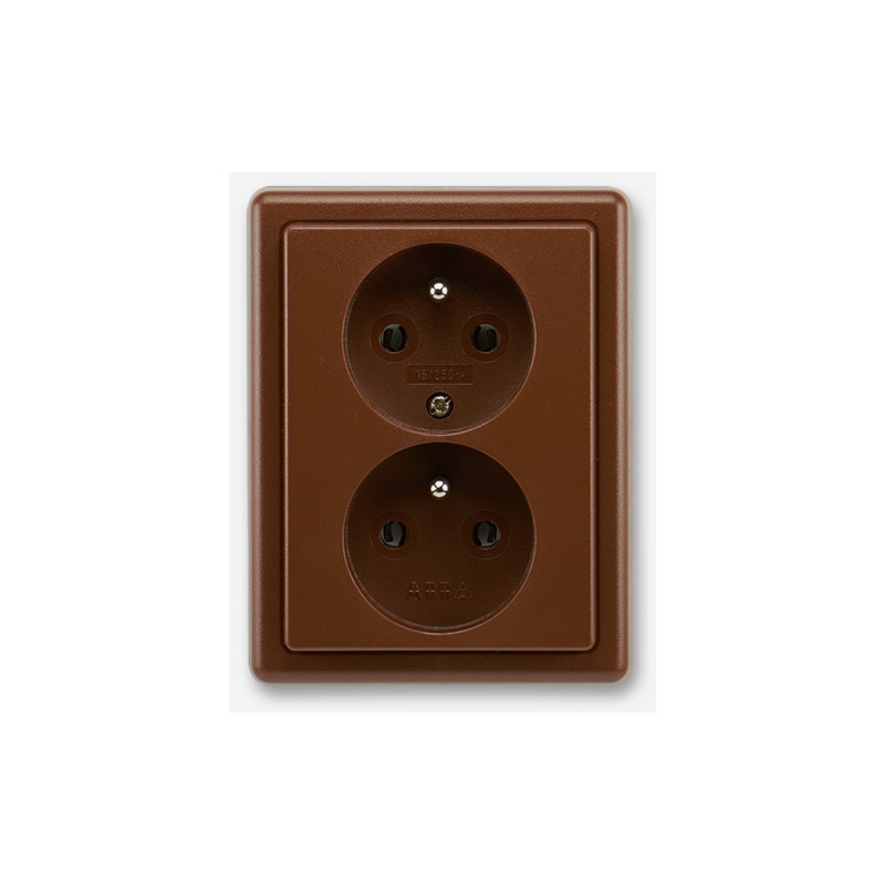 Zásuvka dvojnásobná Classic s ochrannými kolíkmi, hnedá 5512C-2349 H3