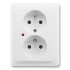 Zásuvka dvojnásobná Classic s ochrannými kolíkmi a s ochranou pred prepätím, biela