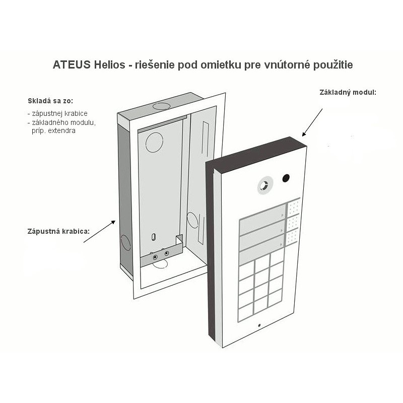 2N® HELIOS  záp. krabica do steny  s rámčekom pre 1 modul