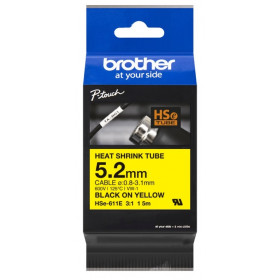 BROTHER HSe611E zmršťovacia bužírka čierne písmo, žltá bužírka TUBE (5.2mm)