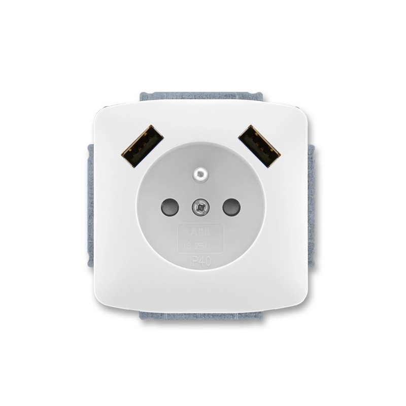 ABB Tango 5569A-A22357 B s 2xUSB nabíjačkou, biela