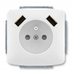 ABB Tango 5569A-A22357 B s 2xUSB nabíjačkou, biela