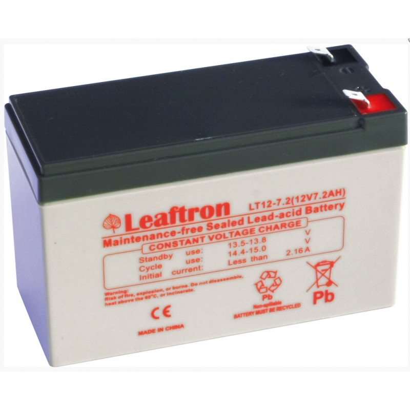 LT12-7,2T2 (12V/7,2Ah) akumulátor Leaftron pre napájacie systémy