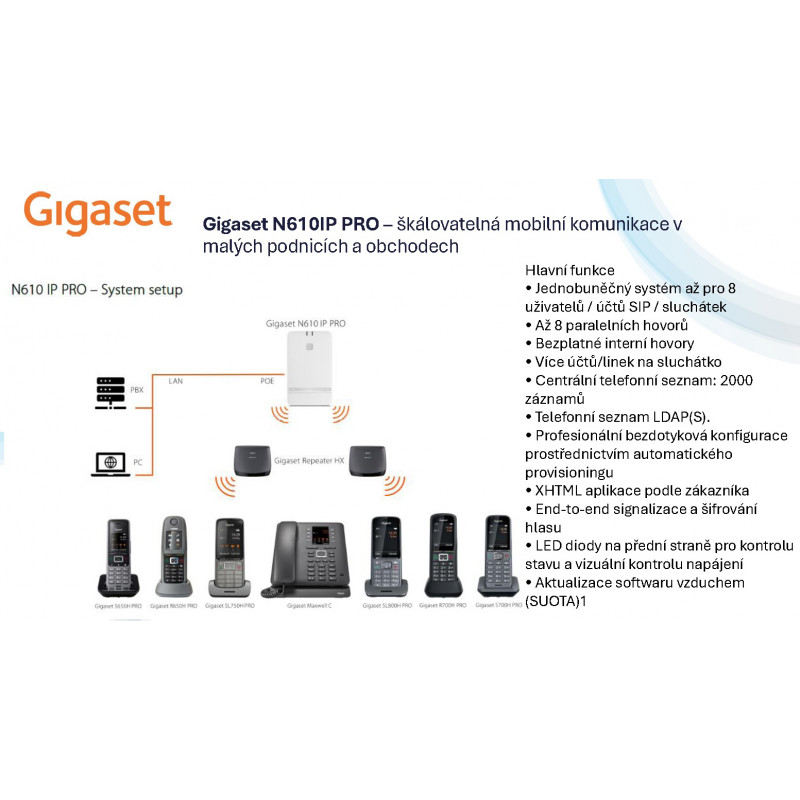 Gigaset S700H PRO sada s Gigaset N610 IP PRO